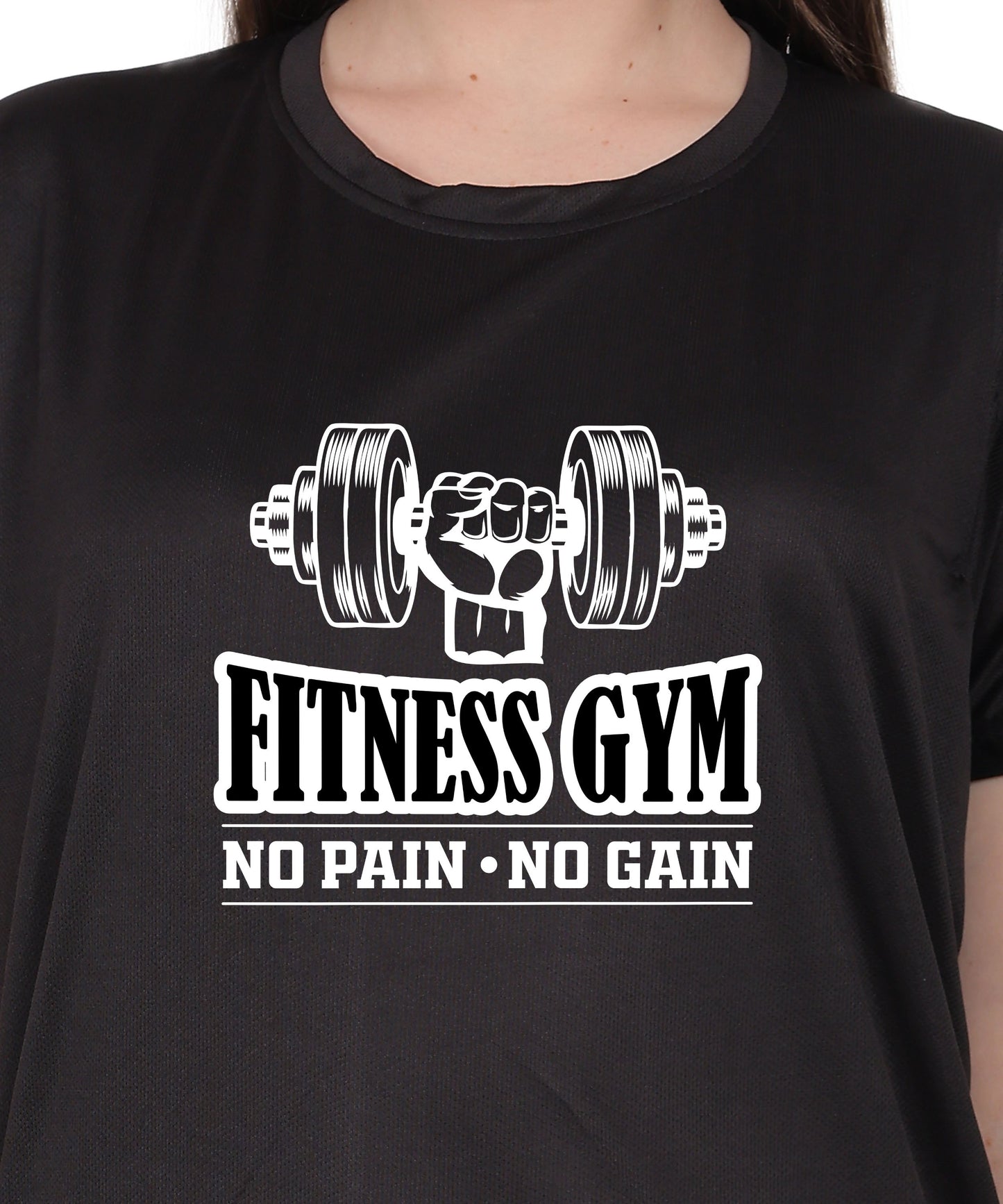 Fitness Gym 'No Pain No Gain' Graphic T-Shirt, Cotton, Short Sleeve, Regular Fit